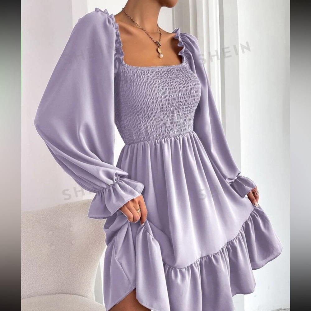 Lilac, lightweight, long sleeve dress